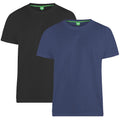 Schwarz-Marineblau - Front - Duke Herren T-Shirt Fenton D555, Kingsize, Rundhalsausschnitt, 2er-Packung