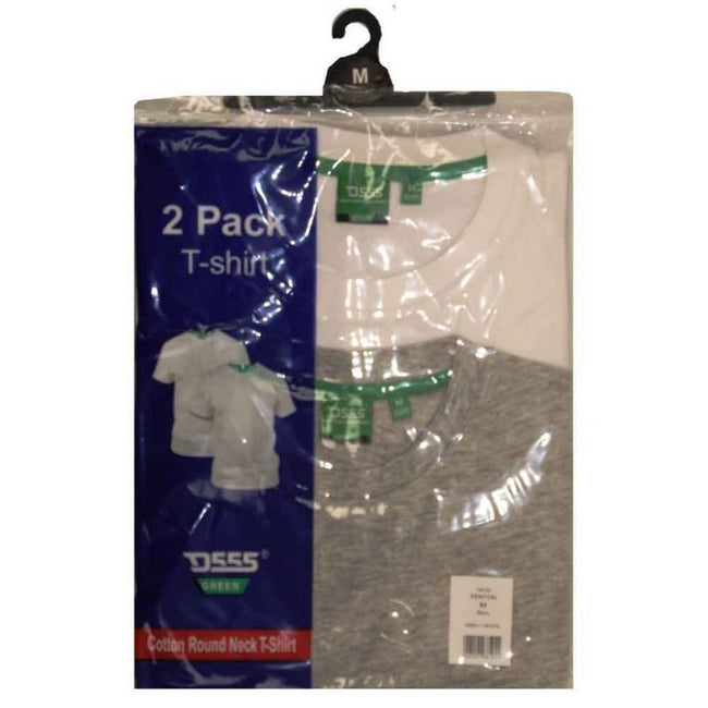 Grau-Weiß - Back - Duke Herren T-Shirt Fenton D555, Rundhalsausschnitt, 2er-Packung