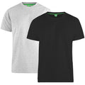 Schwarz-Grau - Front - Duke Herren T-Shirt Fenton D555, Rundhalsausschnitt, 2er-Packung