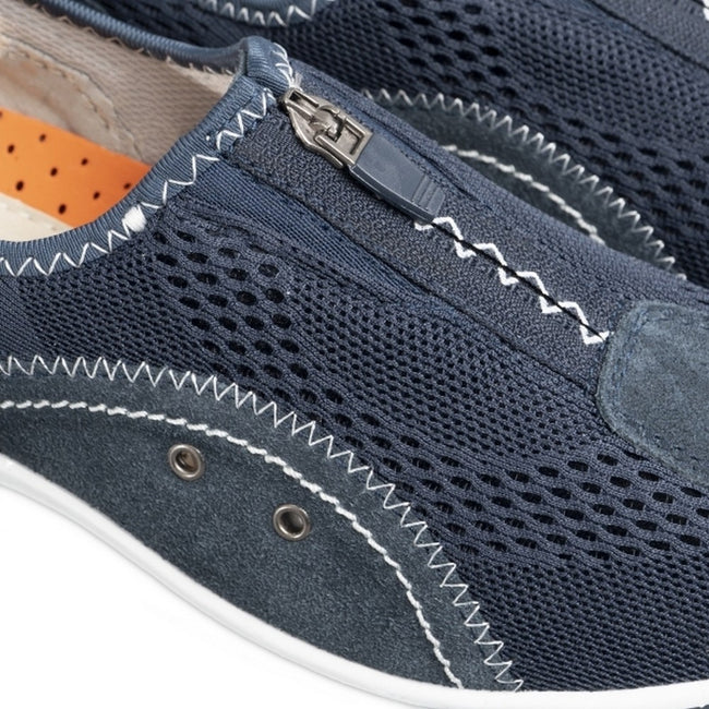 Marineblau - Close up - Boulevard Damen Freizeitschuhe - Sneakers - Schuhe mit Reißverschluss