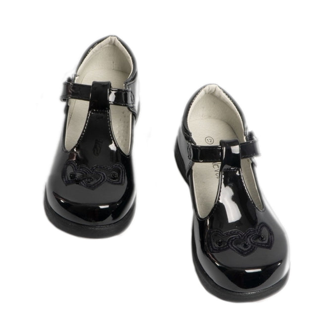 Schwarz glänzend - Close up - Boulevard Mädchen Schuhe mit Klettverschluss