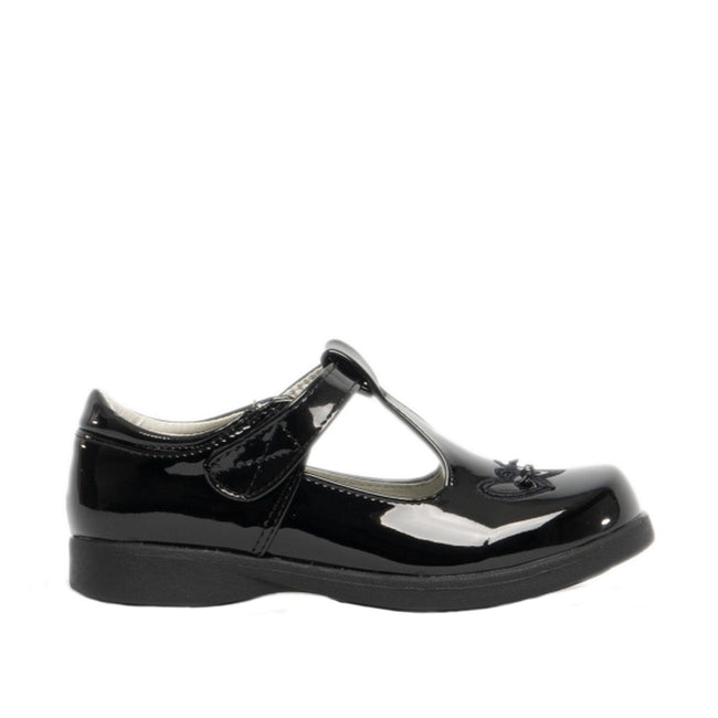 Schwarz glänzend - Back - Boulevard Mädchen Schuhe mit Klettverschluss