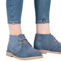 Denim Blau - Side - Roamers Damen Desert Boots - Wüstenstiefel - Schuhe, Wildleder, ungefüttert