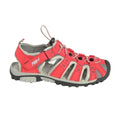 Rot-Grau - Front - PDQ Damen Sport Sandalen mit Toggel und Klettverschluss