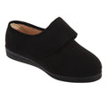 Schwarz - Front - Comfylux Stella Damen Hausschuhe - Pantoffeln mit Klettverschluss, besonders weite Passform