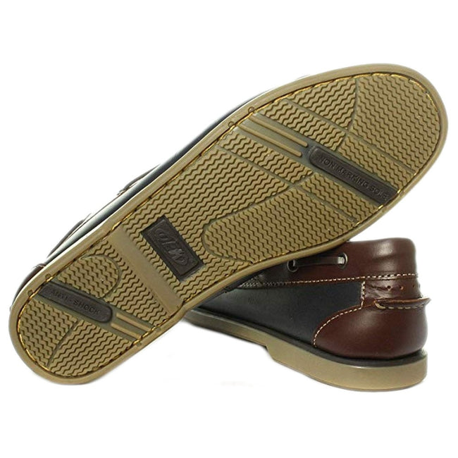 Marineblau-Braun Leder - Lifestyle - Dek Herren Mokassin Boot Schuhe