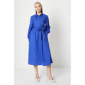 Blau - Front - Principles - Midi Hemd Kleid Rüschen für Damen