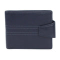 Marineblau-Grau - Front - Eastern Counties Leather - "Max"  Leder Brieftasche Dreifach gefaltet für Herren-Damen Unisex