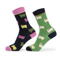 Grün-Schwarz-Pink - Front - Aubrion - Socken für Damen (2er-Pack)