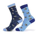 Blau-Gelb - Front - Aubrion - Socken für Damen (2er-Pack)