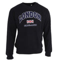 Marineblau - Front - Unisex Sweatshirt mit Aufschrift London England und Union-Jack-Design