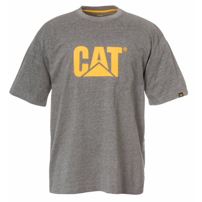 Dunkelgrau meliert - Front - Caterpillar Herren Kurzarm-T-Shirt mit CAT-Logo