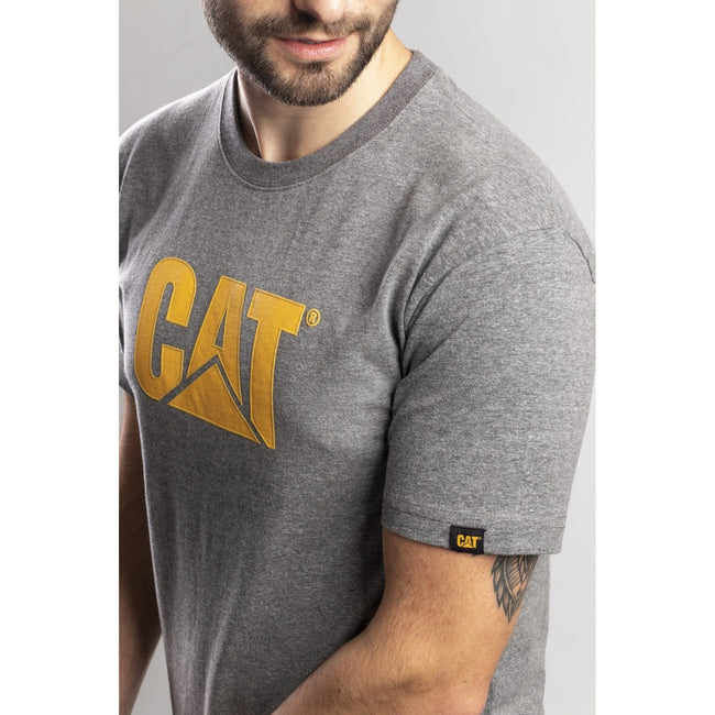 Dunkelgrau meliert - Side - Caterpillar Herren Kurzarm-T-Shirt mit CAT-Logo