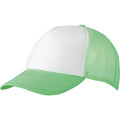 Weiß-Neongrün - Front - Myrtle Beach Unisex Polyester-Baseballkappe mit 5 Paneelen, mit Netzeinsätzen, für Erwachsene
