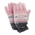 Pink - Front - FLOSO Damen Thermo Strick-Handschuhe mit Norweger-Muster