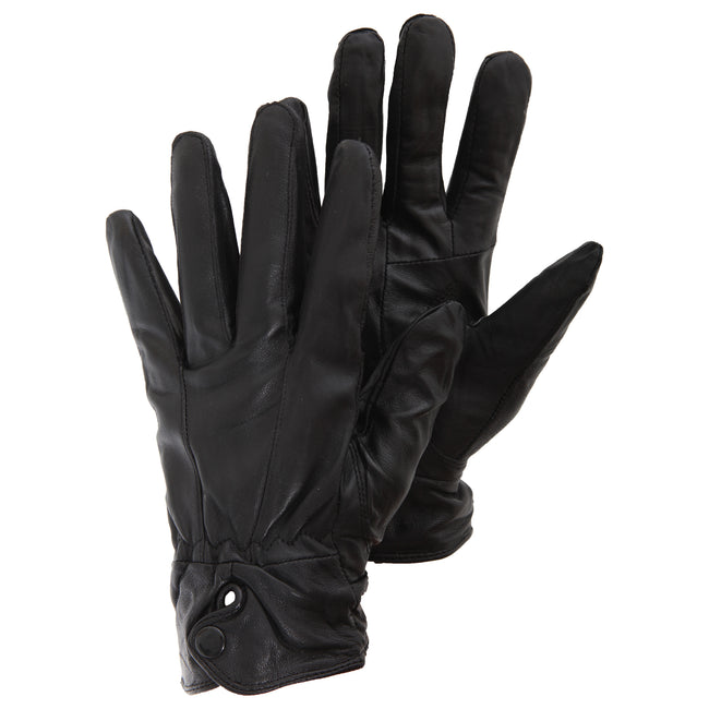 Schwarz - Front - Damen Leder-Handschuhe