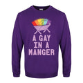 Violett - Front - Grindstore - "A Gay In A Manger" Pullover für Herren - weihnachtliches Design