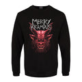 Schwarz - Front - Grindstore - "Merry Krampus" Pullover für Herren - weihnachtliches Design