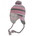 Pink-Grau-Weiß - Front - Kinder Schottland Thermo Bommel-Wintermütze mit Quasten