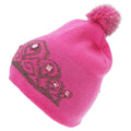 Pink - Back - Floso Damen Strickmütze mit Tiara-Design
