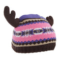 Pink-Violett - Front - FLOSO Kinder Winter Beanie Mütze Moose mit Geweih