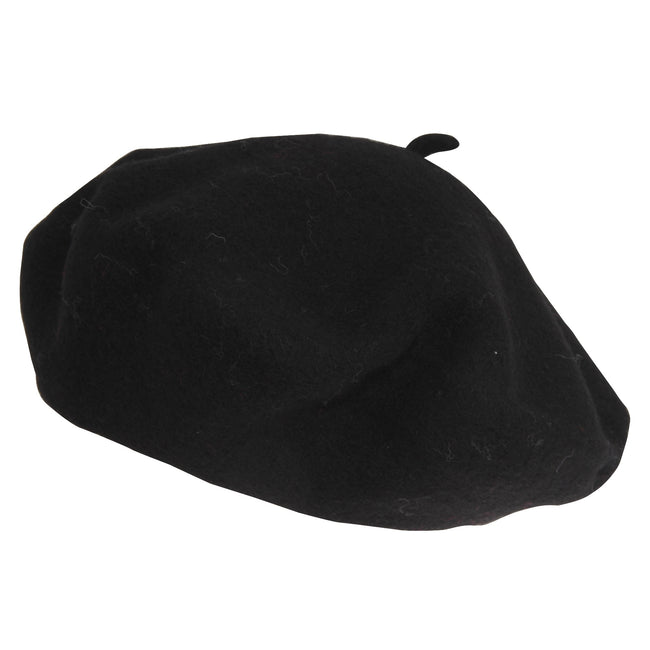 Schwarz - Front - Damen Baskenmütze