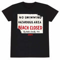 Schwarz - Front - Jaws - "No Swimming" T-Shirt für Herren-Damen Unisex