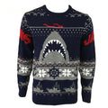 Marineblau-Grau-Rot - Front - Jaws - Sweatshirt für Herren-Damen Unisex - weihnachtliches Design