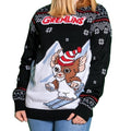 Schwarz-Weiß - Side - Gremlins - "Skiing" Pullover für Herren-Damen Unisex - weihnachtliches Design
