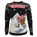 Schwarz-Weiß - Front - Gremlins - "Skiing" Pullover für Herren-Damen Unisex - weihnachtliches Design
