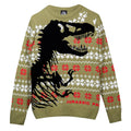 Khakigrün-Schwarz-Weiß - Front - Jurassic Park - Pullover für Herren-Damen Unisex - weihnachtliches Design