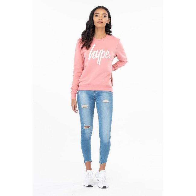 Pink-Weiß - Back - Hype Damen Script Sweatshirt