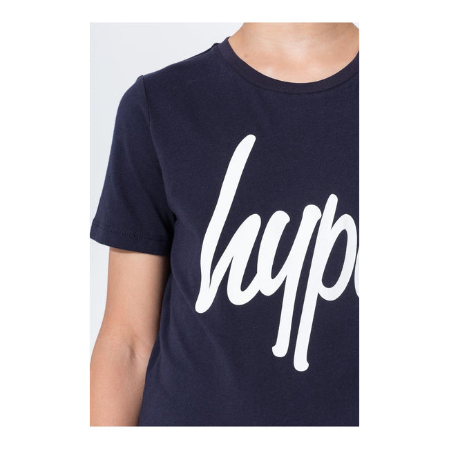 Marineblau - Side - Hype Kinder T-Shirt mit Logo-Aufdruck