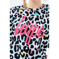 Weiß-Schwarz-Pink - Lifestyle - Hype - "Leopard" T-Shirt Saum hinten länger für Mädchen