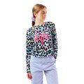 Weiß-Schwarz-Pink - Front - Hype - "Leopard" T-Shirt Saum hinten länger für Mädchen