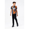 Schwarz-Orange - Side - Hype - "Dripping Camo" T-Shirt für Jungen
