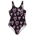 Schwarz-Pink - Front - Hype - Badeanzug für Mädchen