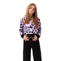 Violett-Schwarz - Front - Hype - "Rainbow Leopard" Kurzes Hoodie für Mädchen