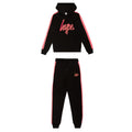 Schwarz-Pink - Front - Hype - Trainingsanzug für Mädchen