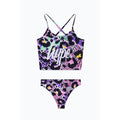 Schwarz-Violett-Pink - Front - Hype - "Leopard" Bikini Set für Mädchen