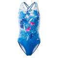 Fallschirmspringer Blau-Hibiskus - Front - Aquawave - "Salava" Badeanzug für Damen