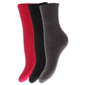 Schwarz-Grau-Pink - Front - FLOSO Kinder Winter Thermo Socken (3-er Pack)
