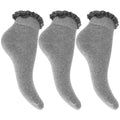 Grau - Front - Mädchen Socken mit Rüschen Abschluss (3er Pack)