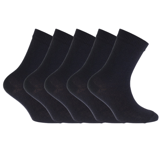 Marineblau - Front - FLOSO Kinder Schul Socken Unifarben (5 Paar)
