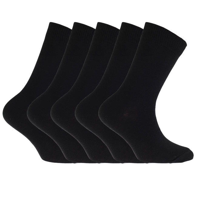 Schwarz - Front - FLOSO Kinder Schul Socken Unifarben (5 Paar)