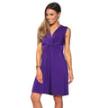Violett - Front - Krisp Damen Kleid mit Knoten-Design vorne, V-Ausschnitt, kurz, ärmellos