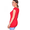 Rot - Back - Krisp Damen Jersey-Top mit breitem Bund, langer Schnitt, Flügelärmel