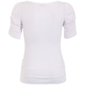Weiß - Side - Krisp Damen Jersey-Top mit kurzen, gerafften Ärmeln