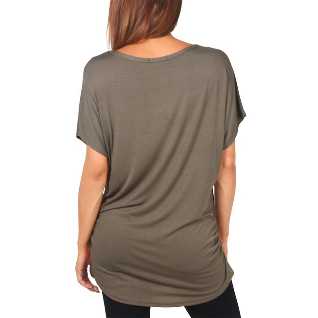 Khaki - Back - Krisp Damen Oversize-T-Shirt mit Tiger-Design