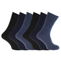 Blautöne - Front - Herren Strümpfe - Socken, 100% Baumwolle, gerippt, 6er-Pack